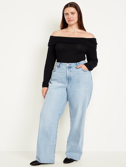 Image number 9 showing, Curvy Extra High-Waisted Wide-Leg Jeans