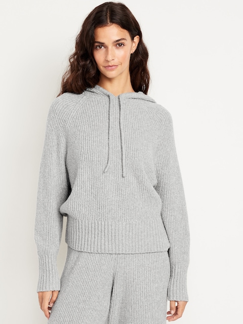 Bouclé Pullover Hoodie Sweater