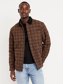 Image number 1 showing, Sherpa-Lined Plaid Flannel Shacket
