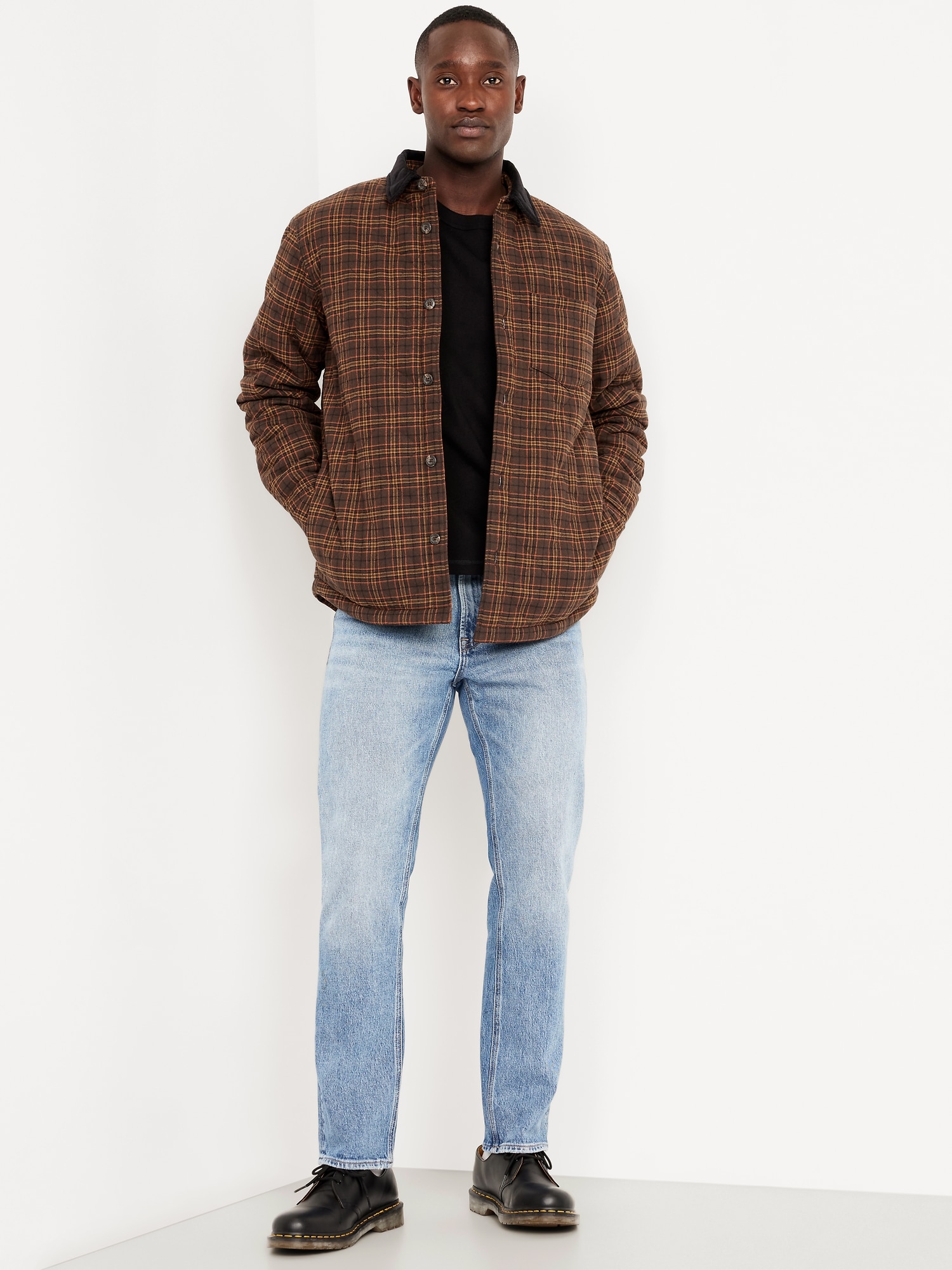 Sherpa-Lined Plaid Flannel Shacket