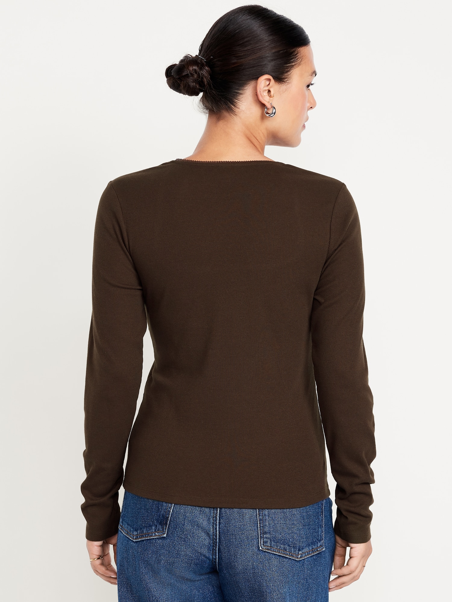 Long-Sleeve Square-Neck Top | Old Navy