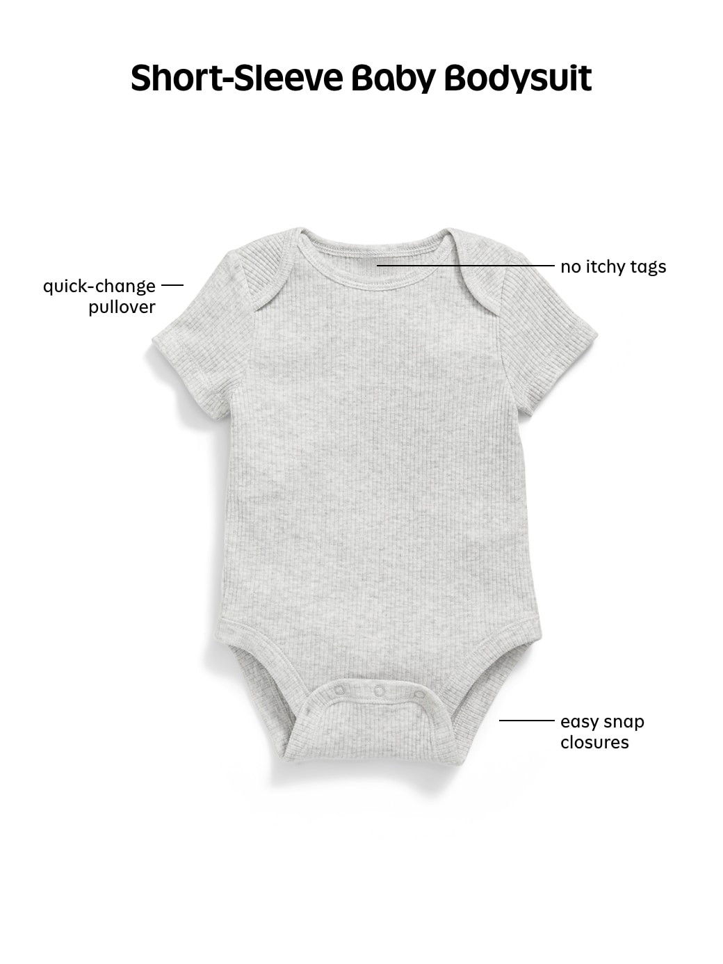 Unisex Short-Sleeve Rib-Knit Bodysuit for Baby