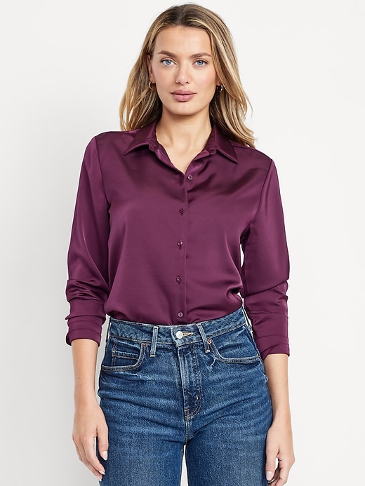 Image number 1 showing, Satin Button-Down Shirt