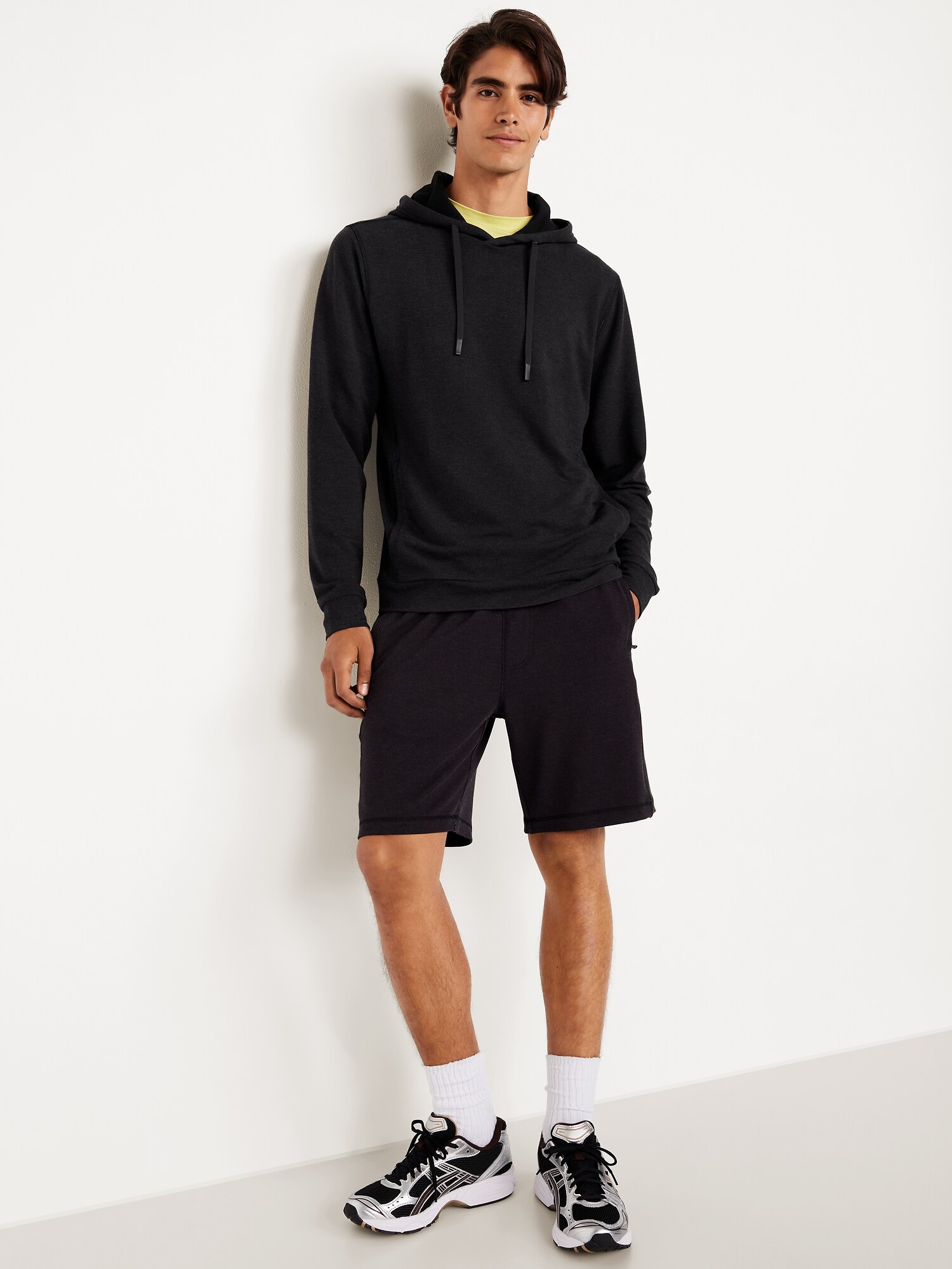 Мужское худи Old Navy Recharge Knit Pullover, цвет: Чёрный меланжевый — фото 3