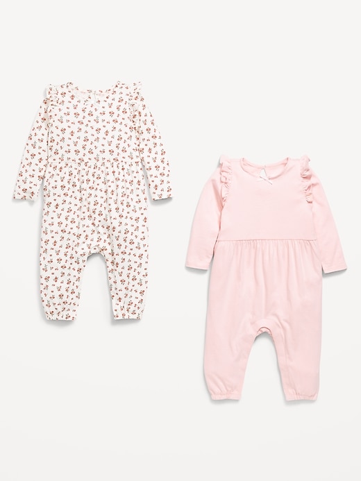Image number 3 showing, Printed Long-Sleeve Ruffle-Trim One-Piece 2-Pack for Baby