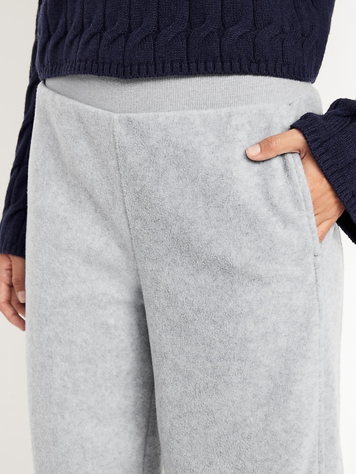 Image number 3 showing, Extra High-Waisted Microfleece Wide-Leg Pants
