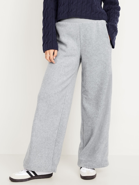 Extra High-Waisted Microfleece Wide-Leg Pants