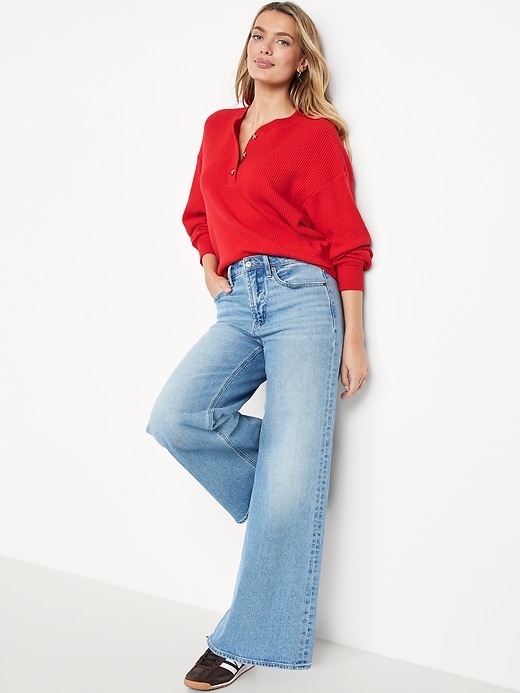 Image number 3 showing, Oversized Cozy Waffle Henley Top