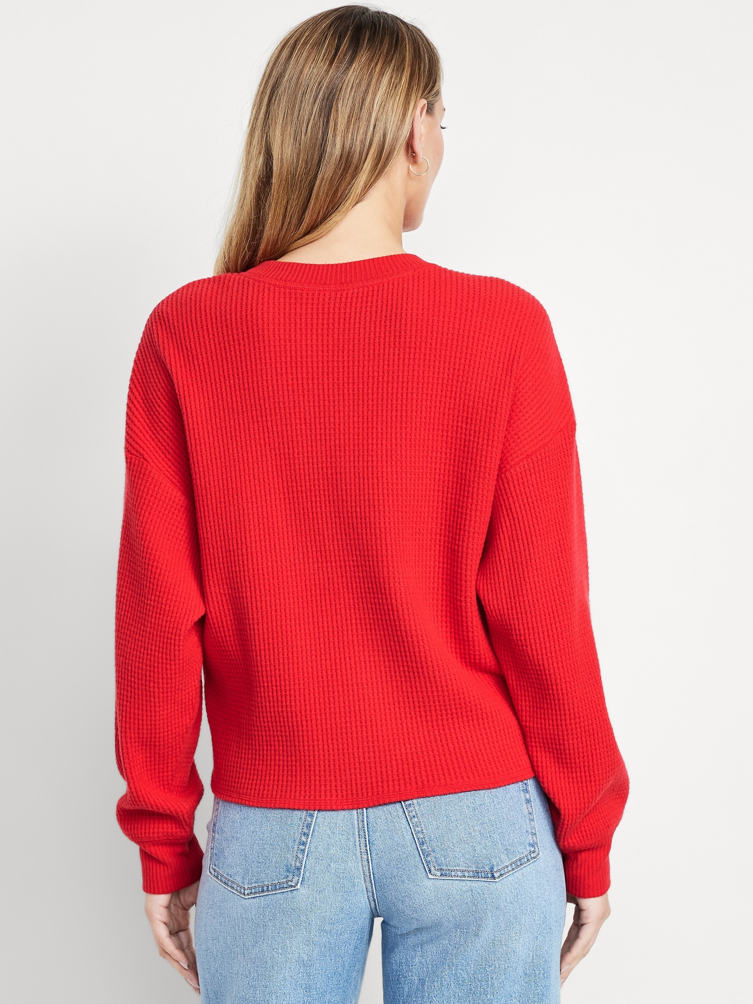 Oversized Cozy Waffle Henley Top