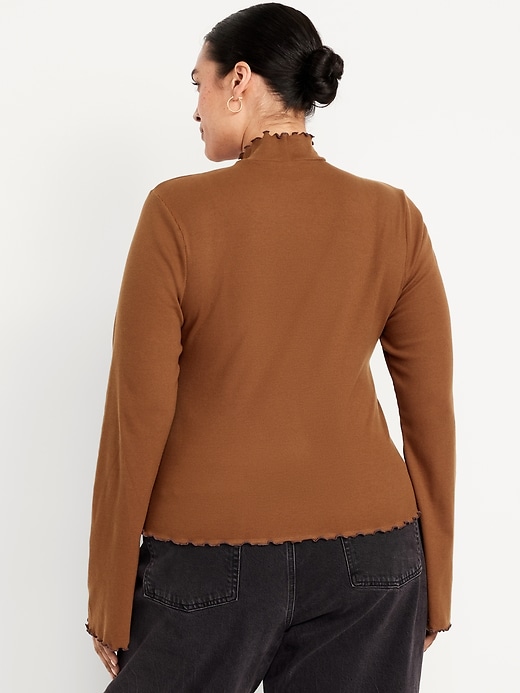 Image number 7 showing, Mock-Neck Lettuce-Edge Rib Top