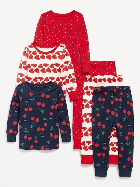 Snug-Fit Printed Pajama 6-Piece for Toddler & Baby - Cherry