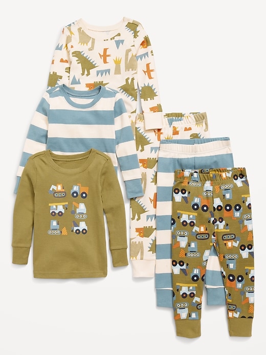 Image number 1 showing, Snug-Fit Printed Pajama 6-Piece for Toddler & Baby