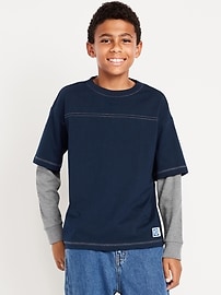 Image number 1 showing, 2-In-1 Oversized T-Shirt for Boys