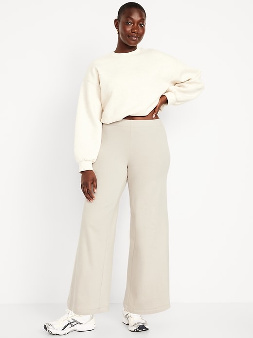 Image number 4 showing, High-Waisted Fleece-Lined Super Wide-Leg Pants