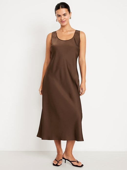 Image number 7 showing, Sleeveless Satin Midi Dress