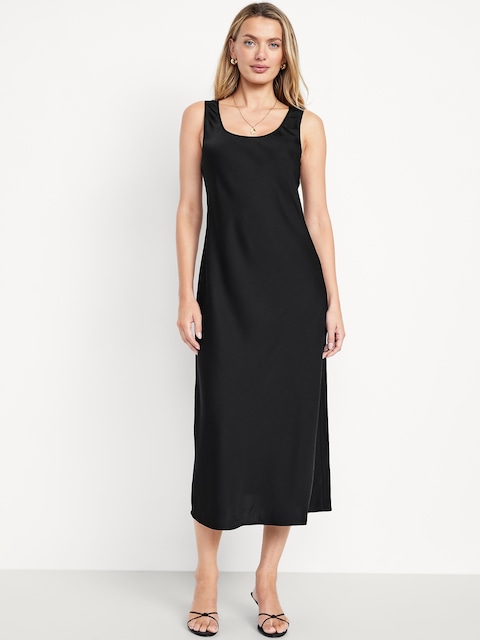Sleeveless Satin Midi Dress