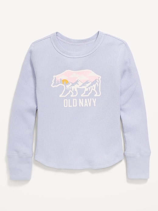 Image number 1 showing, Long-Sleeve Logo Graphic Thermal-Knit T-Shirt for Girls