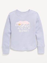 Image number 1 showing, Long-Sleeve Logo Graphic Thermal-Knit T-Shirt for Girls