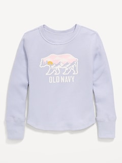 Long-Sleeve Logo Graphic Thermal-Knit T-Shirt for Girls