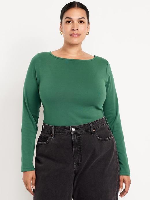 Image number 6 showing, Snug Long-Sleeve Boat-Neck T-Shirt