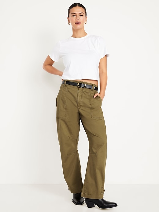 Image number 5 showing, Mid-Rise Twill Barrel Pants