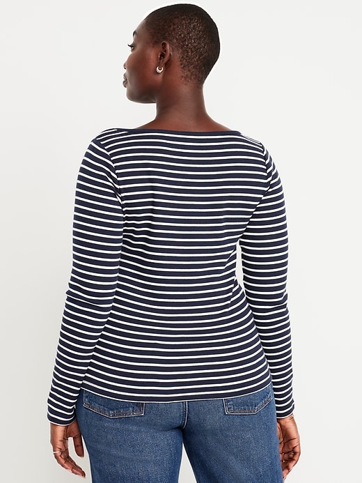 Image number 5 showing, Snug Long-Sleeve Boat-Neck T-Shirt