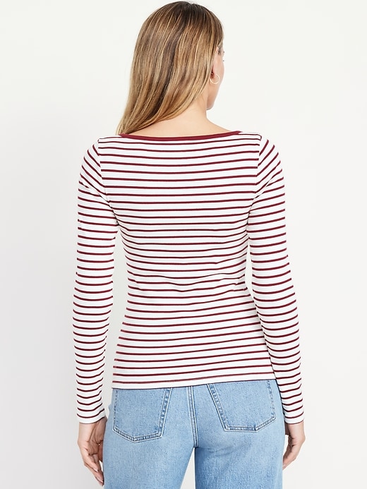 Image number 2 showing, Snug Long-Sleeve Boat-Neck T-Shirt