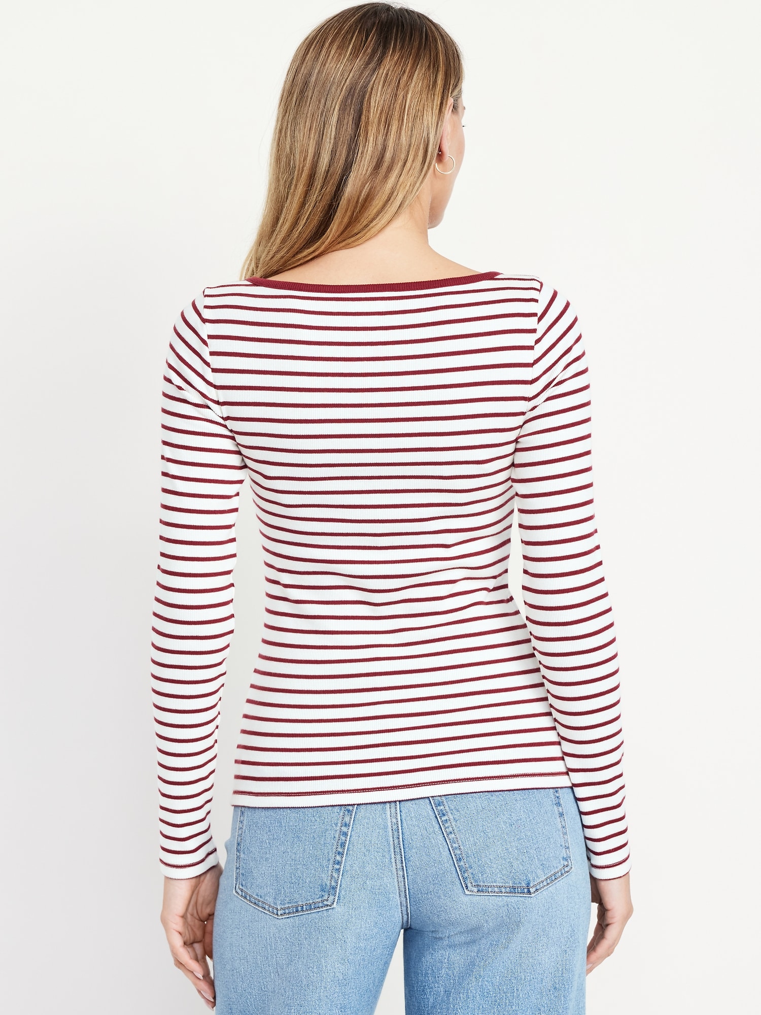 Snug Long-Sleeve Boat-Neck T-Shirt