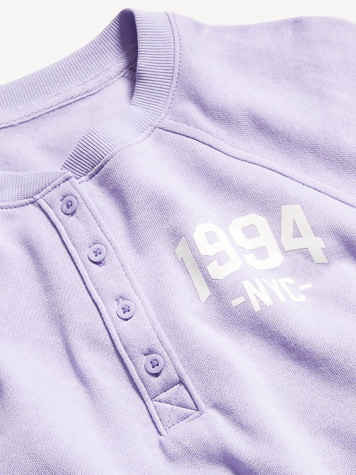 Image number 3 showing, SoComfy Oversized Button-Front Graphic Sweatshirt
