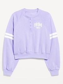 Image number 2 showing, SoComfy Oversized Button-Front Graphic Sweatshirt