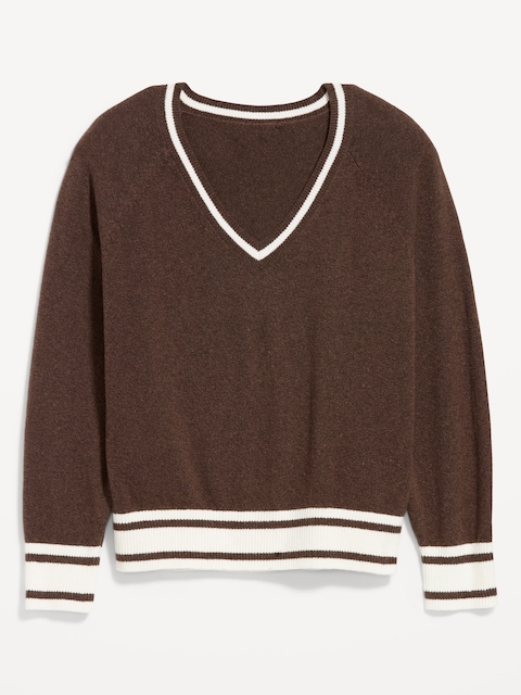 SoSoft Loose V-Neck Sweater - Earthen/Cream