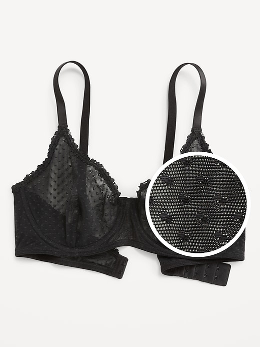 Image number 3 showing, Lace-Trim Mesh-Dot Balconette Bra