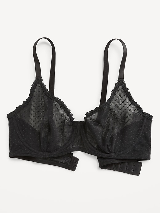 Image number 1 showing, Lace-Trim Mesh-Dot Balconette Bra