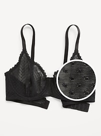 Image number 3 showing, Lace-Trim Mesh-Dot Balconette Bra