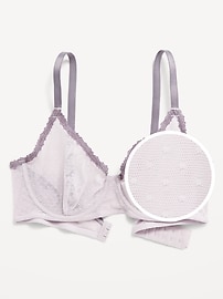 Image number 3 showing, Lace-Trim Mesh-Dot Balconette Bra