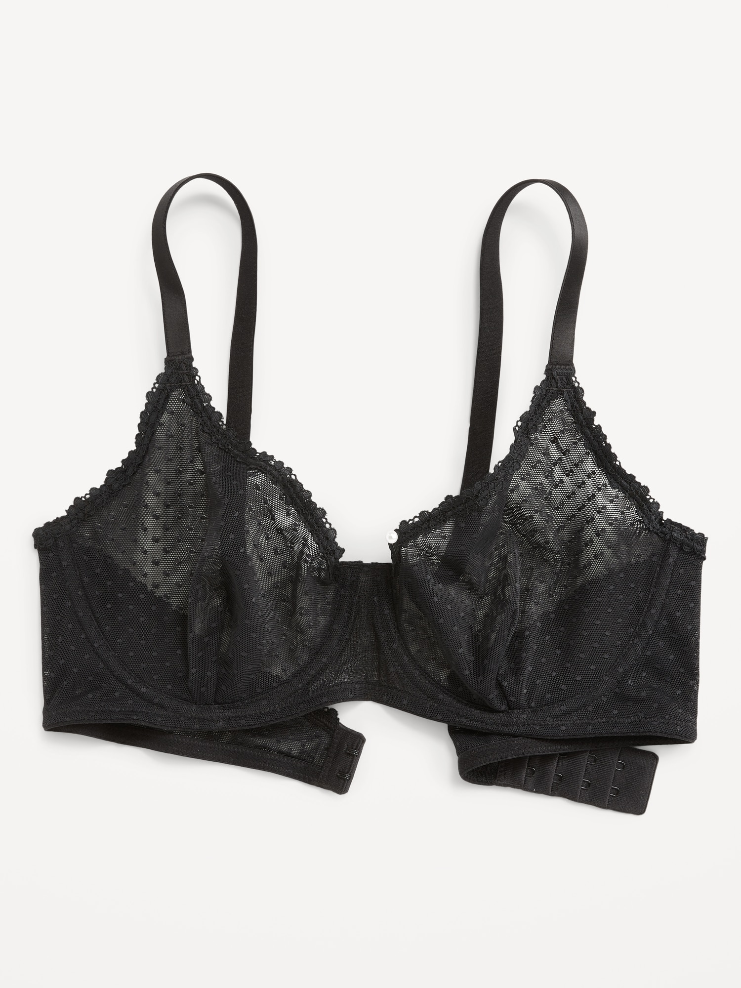 Lace-Trim Mesh-Dot Balconette Bra