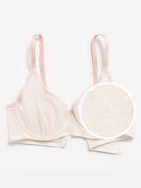 Image number 3 showing, Lace-Trim Mesh-Dot Balconette Bra
