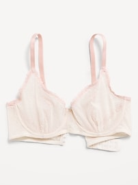 Image number 1 showing, Lace-Trim Mesh-Dot Balconette Bra