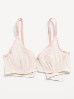 Lace-Trim Mesh-Dot Balconette Bra