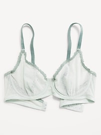Image number 1 showing, Lace-Trim Mesh-Dot Balconette Bra