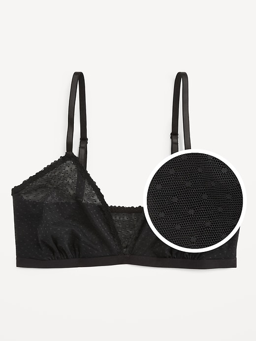 Image number 3 showing, Lace-Trim Dot-Mesh Bralette