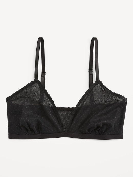 Image number 1 showing, Lace-Trim Dot-Mesh Bralette