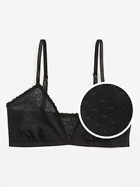 Image number 3 showing, Lace-Trim Dot-Mesh Bralette