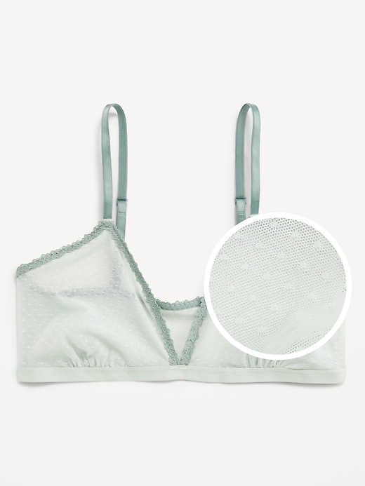 Image number 3 showing, Lace-Trim Dot-Mesh Bralette