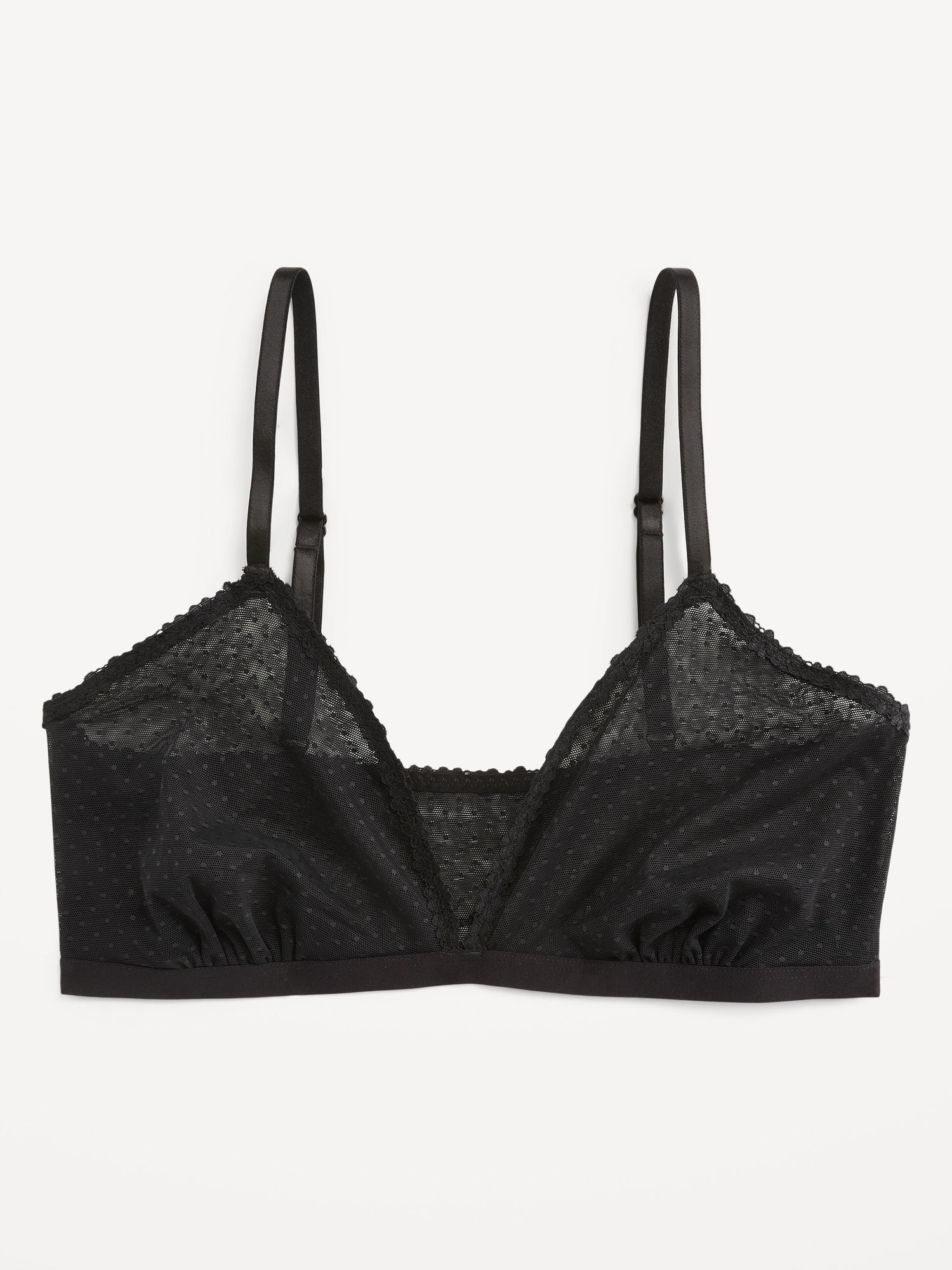 Lace-Trim Dot-Mesh Bralette