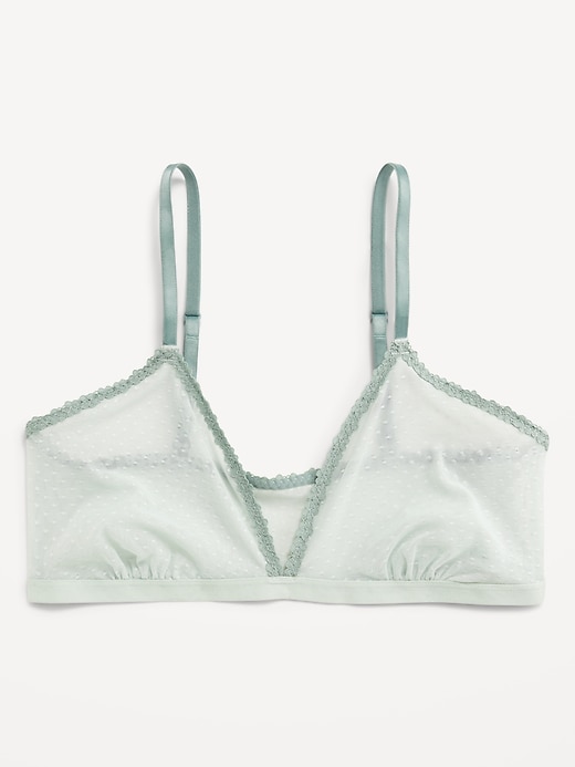 Image number 1 showing, Lace-Trim Dot-Mesh Bralette