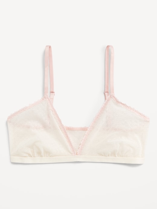 Image number 1 showing, Lace-Trim Dot-Mesh Bralette