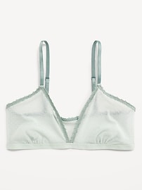 Image number 1 showing, Lace-Trim Dot-Mesh Bralette
