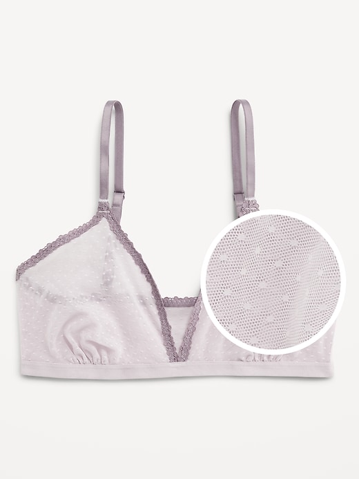 Image number 3 showing, Lace-Trim Dot-Mesh Bralette