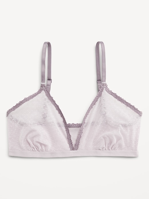 Image number 1 showing, Lace-Trim Dot-Mesh Bralette